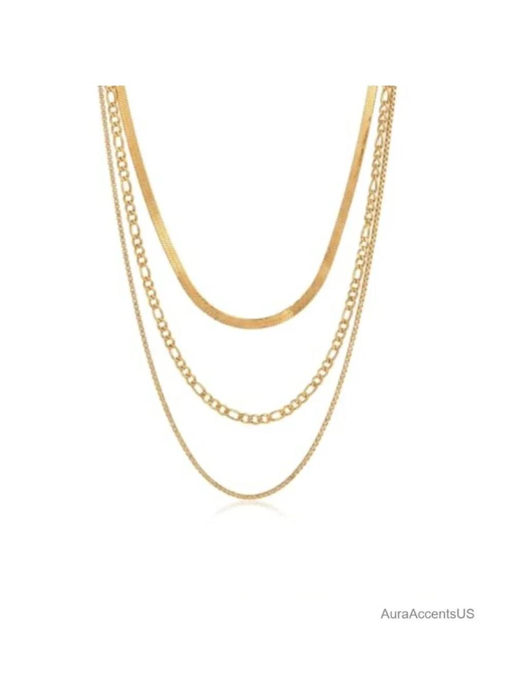 Layered Necklaces for Women 14K Gold Plated 3 Piece Stackable Set